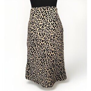 Hollister Ultra High Rise Midi Skirt Leopard Print Elastic Waist Size Medium